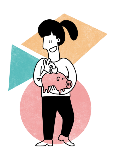 Illustration of a person holding a piggy bank